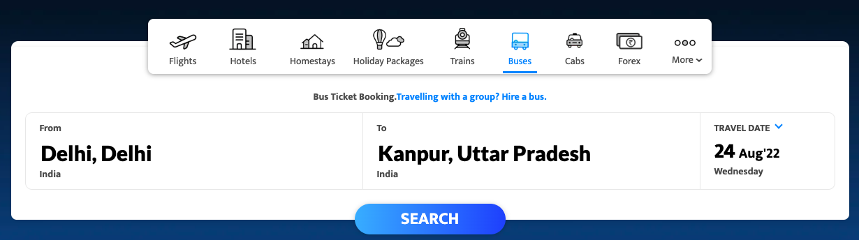 mmt bus bookings