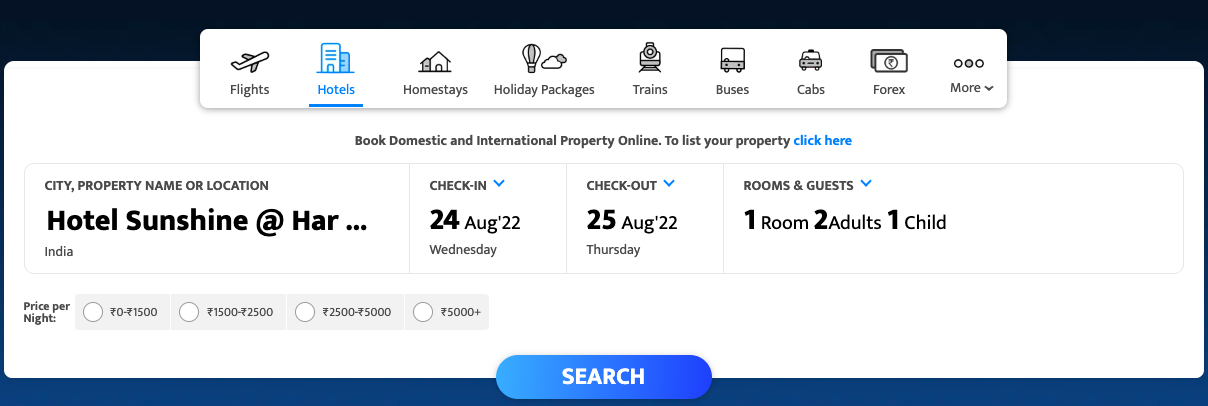 mmt hotels booking