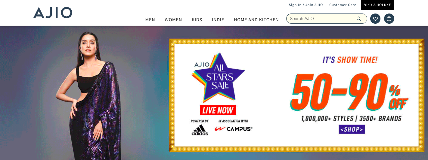 ajio homepage