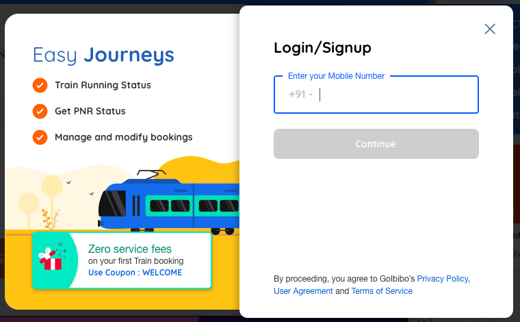 goibibo signup