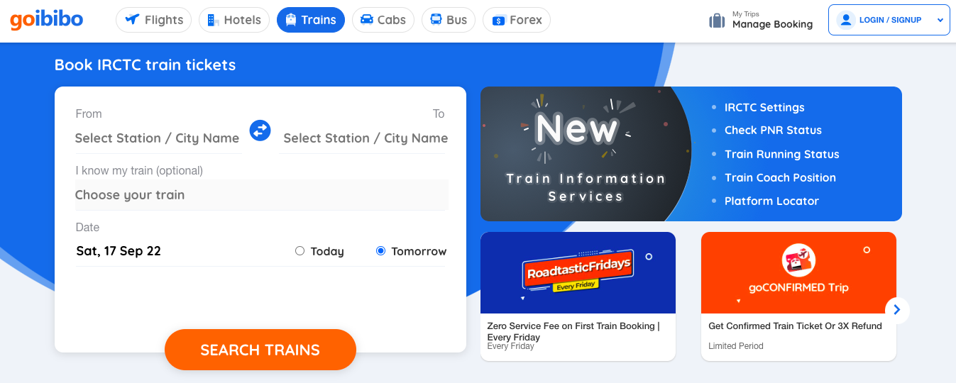 goibibo trains