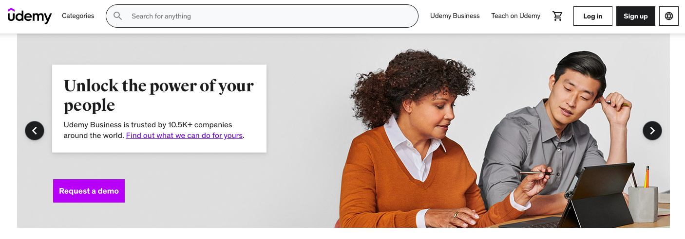 udemy homepage