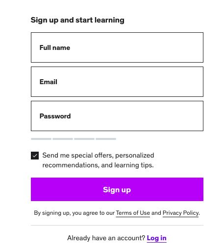 udemy signup