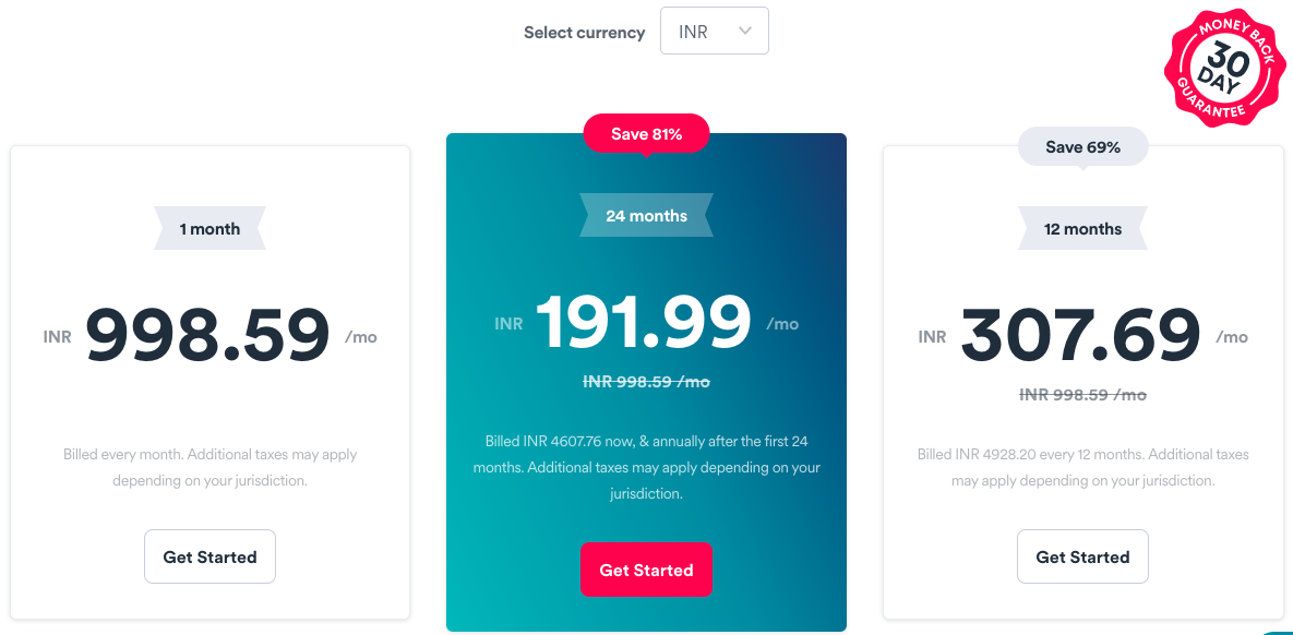 Surfshark pricing
