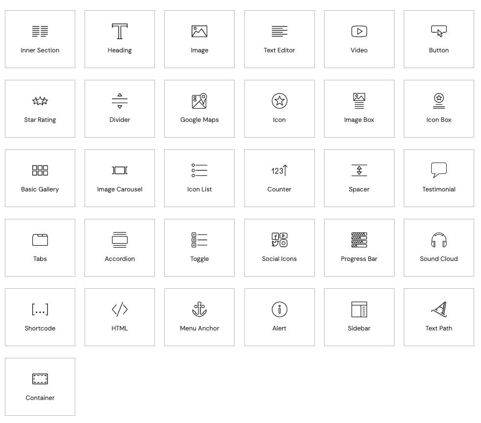 elementor free version widgets