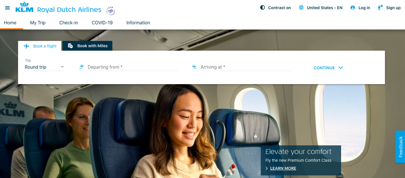 klm homepage